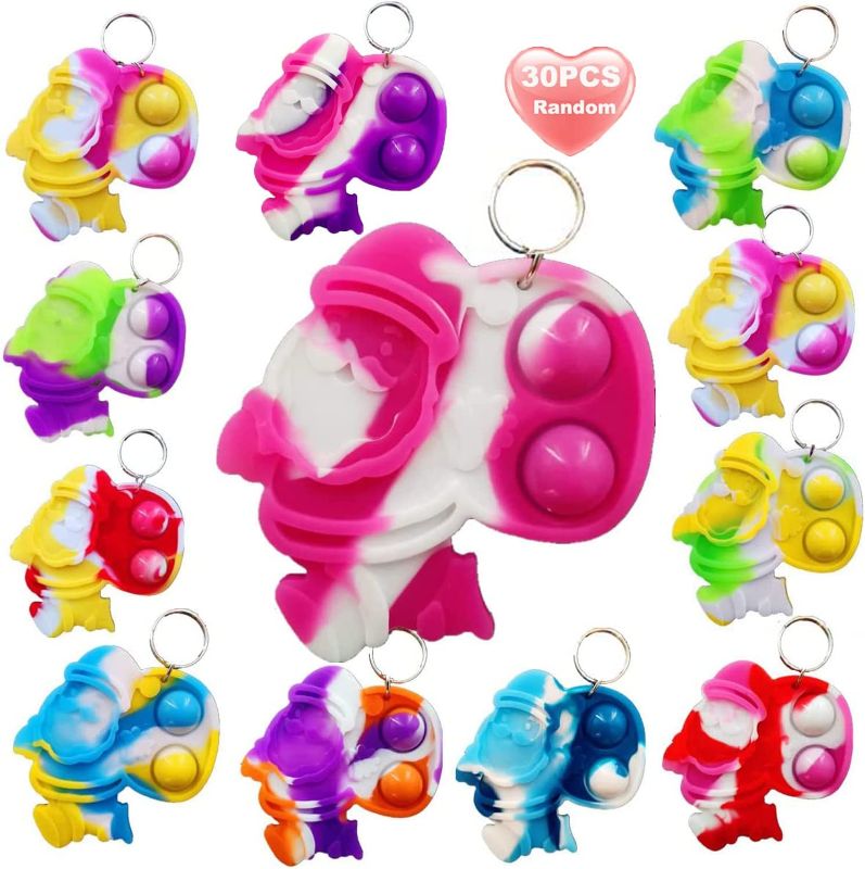Photo 1 of 2 packs of 30 Packs Rainbow Bulk Christmas Santa Claus Mini Pop Fidget Keychain Toys for Kids Adults Christmas Party Favors Gifts, Stress Reliever Student Prizes(Christmas Goodie Bag Stuffers) little bulk