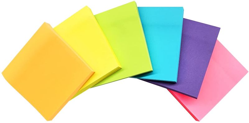 Photo 1 of Sticky Notes, 3x3 Bright Colors Self-Stick Pads, 6Pack, 100 Sheets Per Pack 3 COUNT