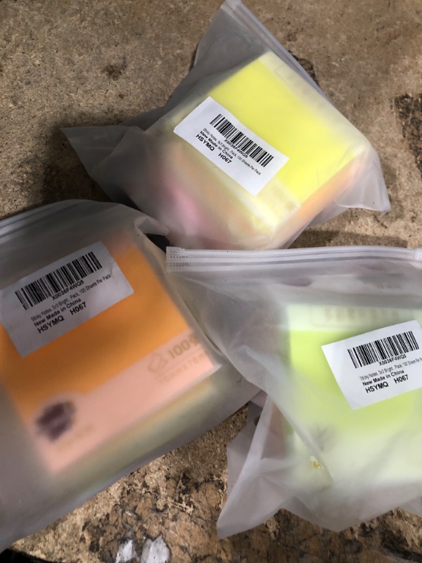 Photo 1 of Sticky Notes, 3x3 Bright Colors Self-Stick Pads, 6Pack, 100 Sheets Per Pack 3 COUNT
