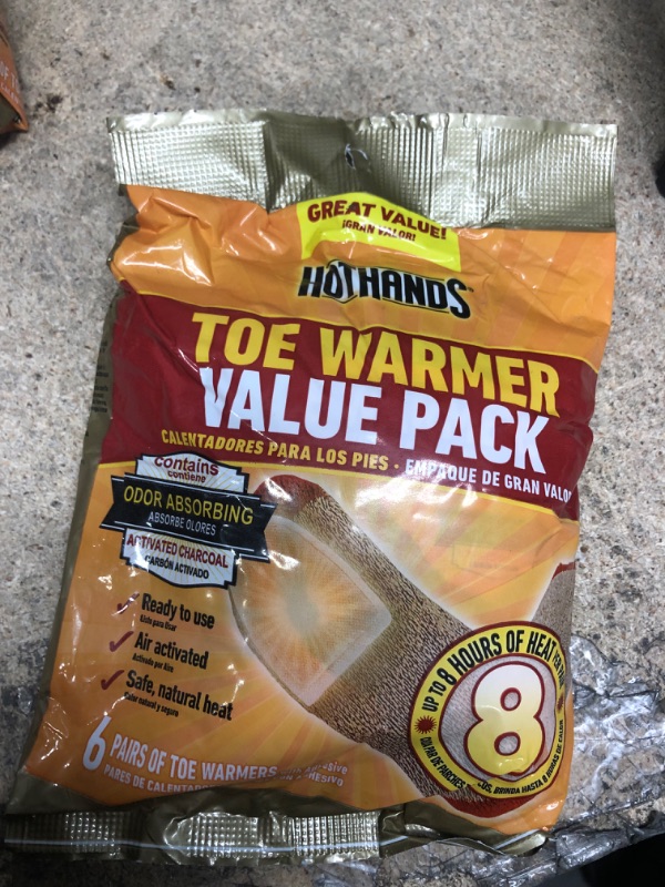 Photo 2 of (pack of 2) HotHands Toe Warmers - Long Lasting Safe Natural Odorless Air Activated Warmers - Up to 8 Hours of Heat - 6 Pair
