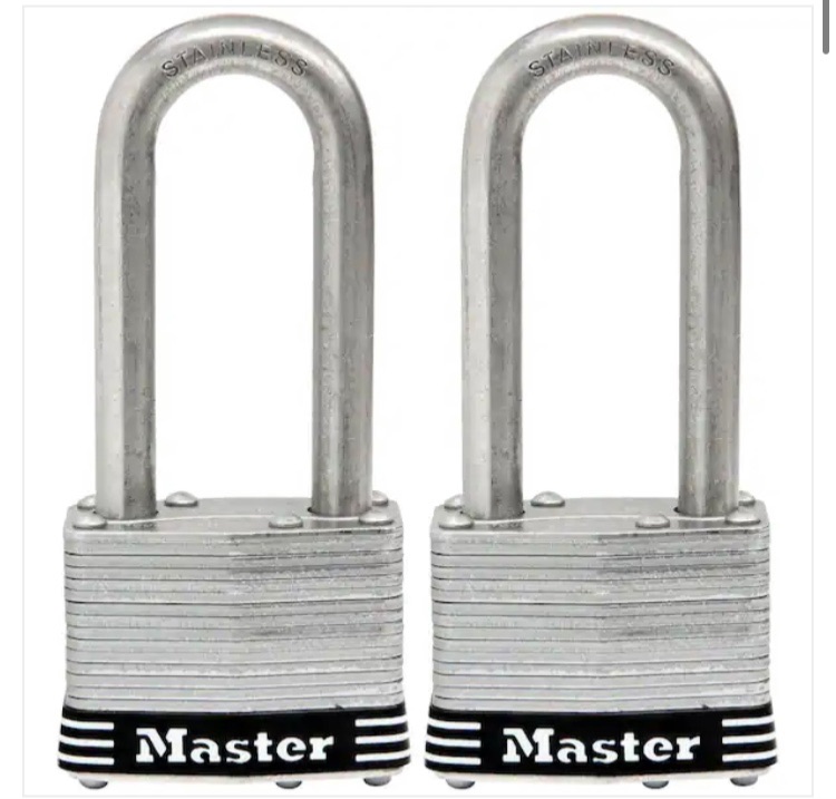 Photo 1 of **MISSING KEY** Stainless Steel Outdoor Padlock with Key, 1-3/4 in. Wide, 2 in. Shackle, 2 Pack

