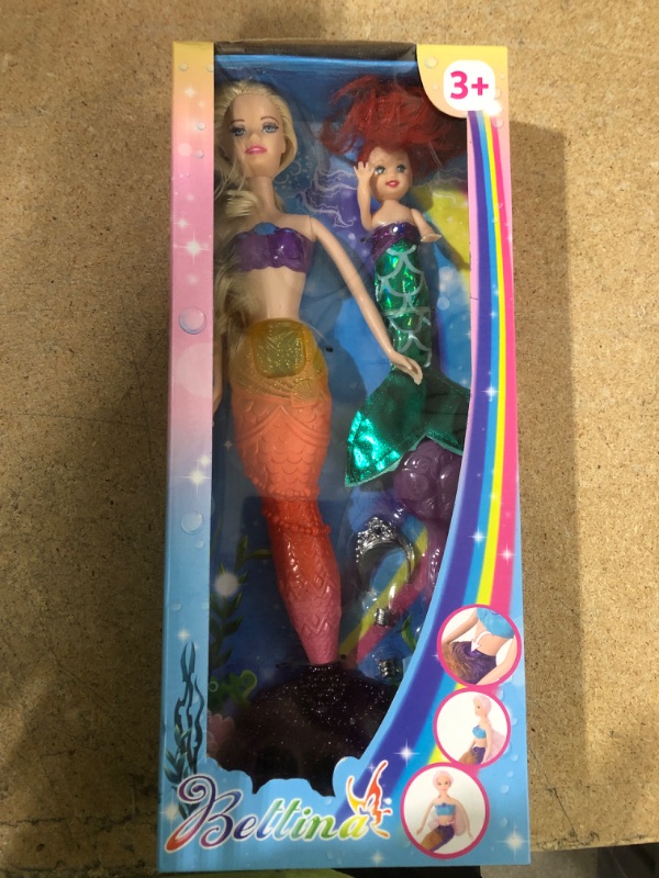 Photo 2 of BETTINA Mermaid Princess Doll with Little Mermaid Doll & Accessories, Mermaid Toys Princess Birthday Gifts, Girls Toys Aged 3 4 5 6 7 Years Olds, Yellow Gold Hair