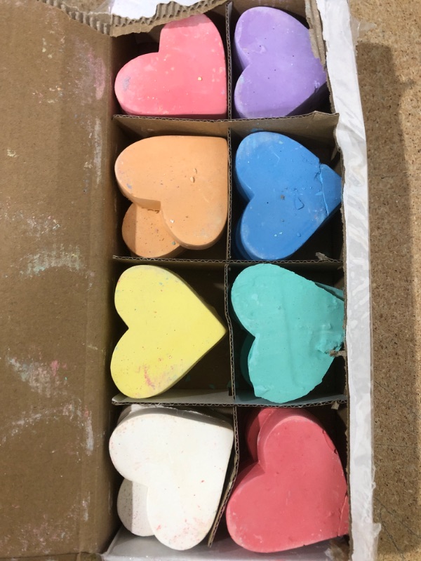 Photo 1 of JoFAN 24 Pack Valentines Day Hearts Sidewalk Chalk for Kids School Class Classroom Valentines Day Cards Gifts Crafts Prizes Party Favors