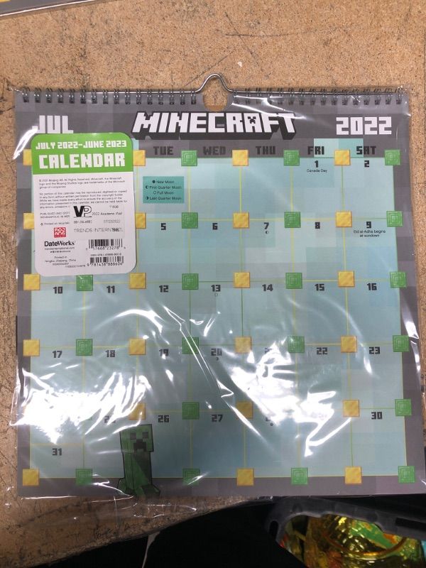 Photo 2 of 2022-2023 Minecraft Academic Spiral Wall Calendar (July 2022 - June 2023)