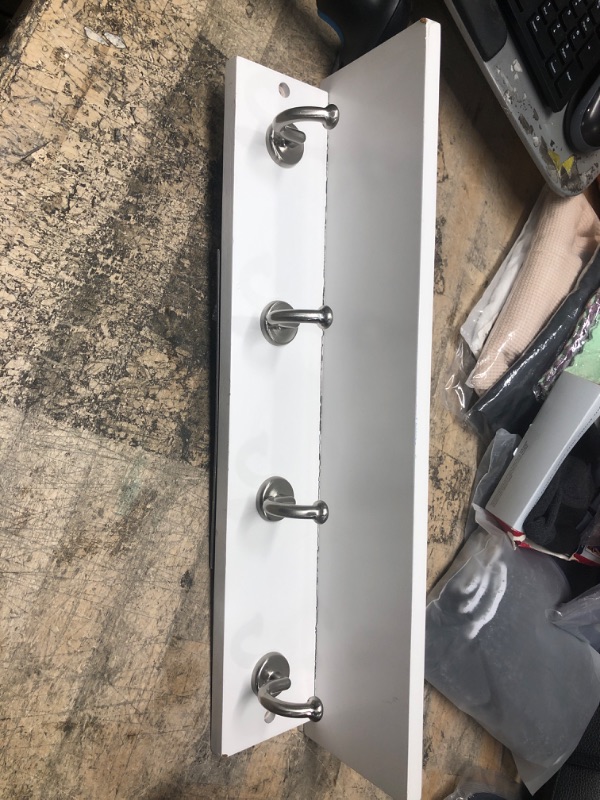 Photo 1 of threshold Hennepin Hook Rail with Ledge - 18" White/Satin Nickel