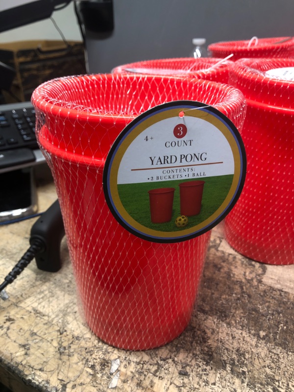 Photo 1 of (PCK OF 3) Yard Games Giant Yard Pong with Durable Buckets and Balls Including High Strength Carrying Case