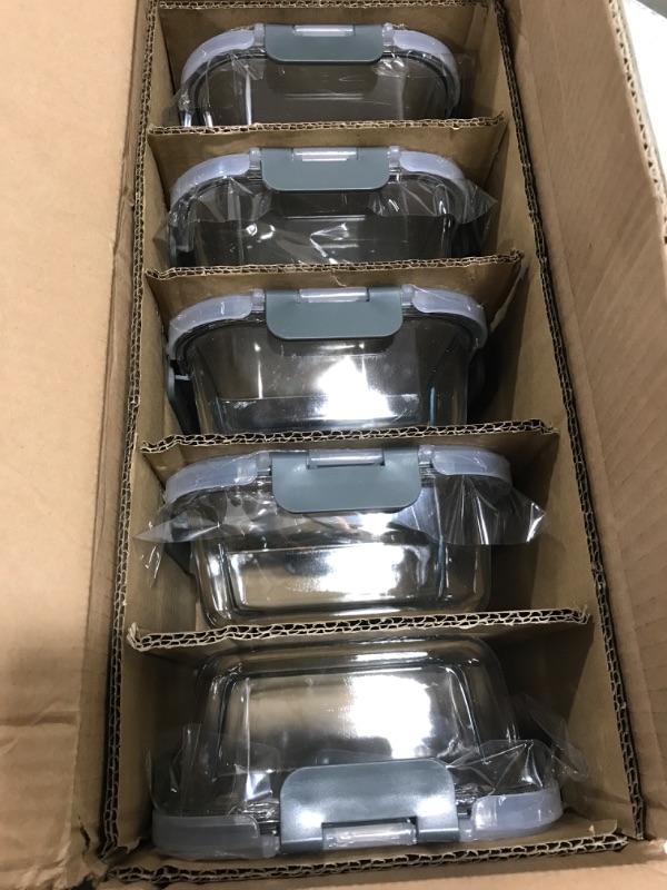 Photo 2 of [5-Pack,36 Oz]Glass Meal Prep Containers 2 Compartments Portion Control with Upgraded Snap Locking Lids Glass Food Storage Containers, Microwave, Oven, Freezer and Dishwasher (4.5 Cups) Gray