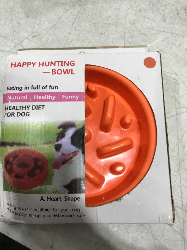 Photo 2 of  Slow Feeder Dog Bowls Puzzle Anti-Gulping Interactive Bloat Durable Preventing Choking Healthy Dogs Bowl Orange