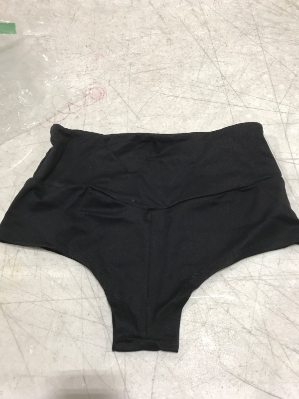 Photo 2 of  Women's High Waist Yoga Shorts Gym Workout Booty Dance Hot Pants Athletic Butt Lifting Sports Leggings Medium Black