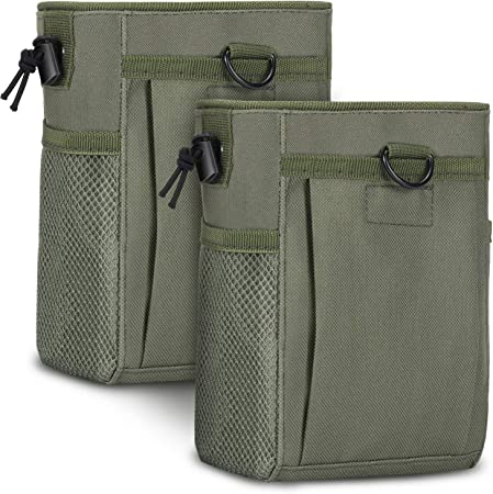 Photo 1 of 2 Pieces Molle Pouches Tactical Molle Dump Pouch Drawstring Magazine Dump Pouch Utility Waist Bag for Outdoor Supplies (Dark Green) 