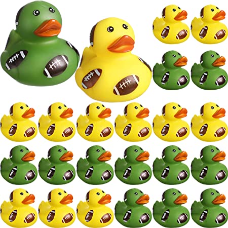 Photo 1 of 2 Inch Football Rubber Ducks Rugby Print Rubber Duckies Float Small Rubber Ducks Shower Mini Cute Rubber Ducks for Football Fans Bath Birthday Gifts Baby Showers Party and Pool (48 Pcs)