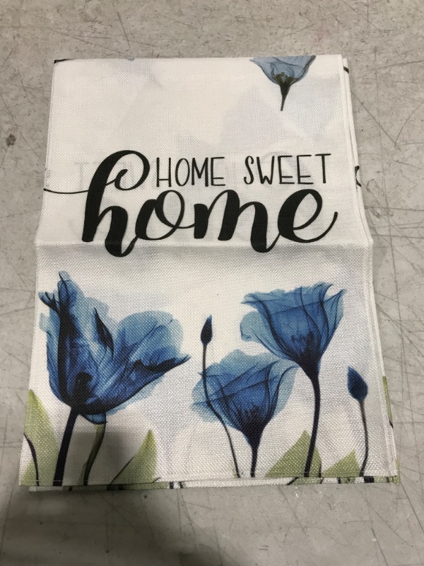 Photo 1 of 13x72 Inches Blue Tulip Table Runner Tabletop Cloth Dinning Room Decor - Blue Tulip Flower Decorative Seasonal Holiday Kitchen Dinning Home Decoration