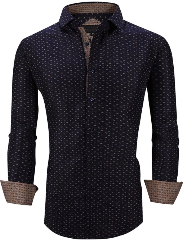 Photo 1 of Esabel.C Men's Dress Shirts Long Sleeve Regular Fit Print Casual Button Down Shirts SIZE M