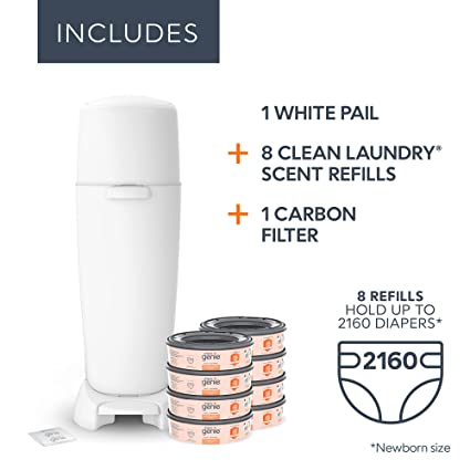 Photo 1 of Diaper Genie Registry Gift Set | Includes Diaper Genie Complete Diaper Pail, 8 Refill Bags, 1 Carbon Filter | Perfect Starter Kit