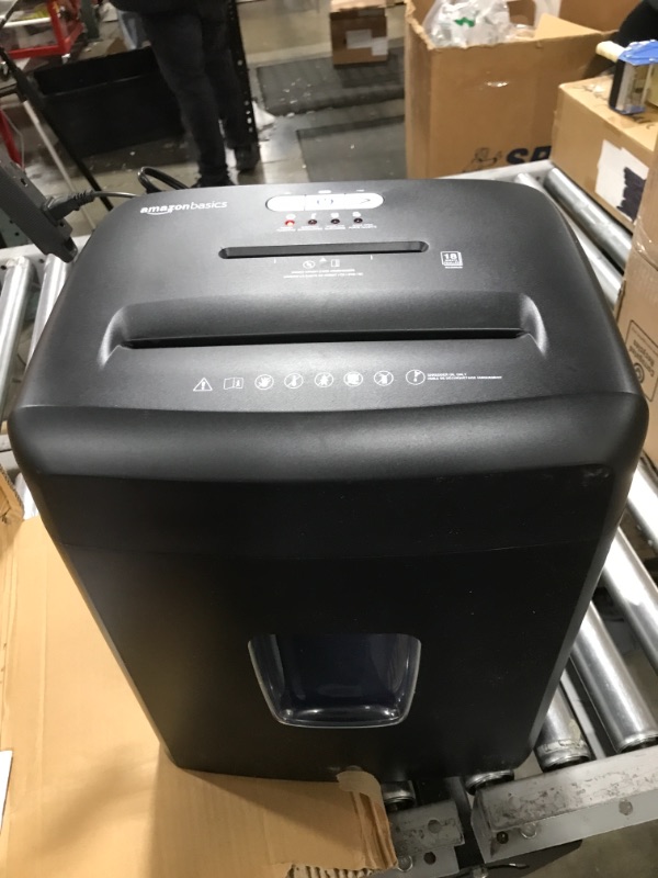 Photo 2 of Amazon Basics 18-Sheet Cross-Cut Paper, CD, and Credit Card Shredder, Black 18 Sheet Shredder