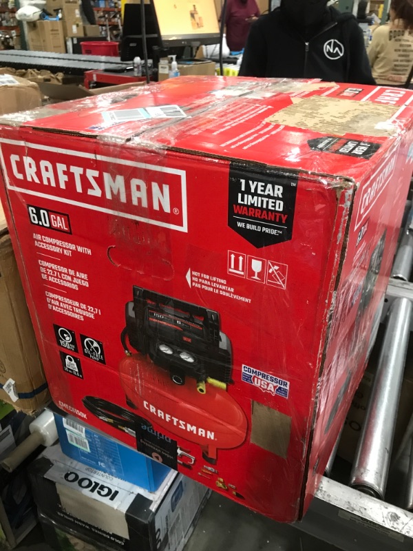 Photo 3 of CRAFTSMAN Air Compressor, 6 Gallon, Pancake, Oil-Free with 13 Piece Accessory Kit (CMEC6150K)