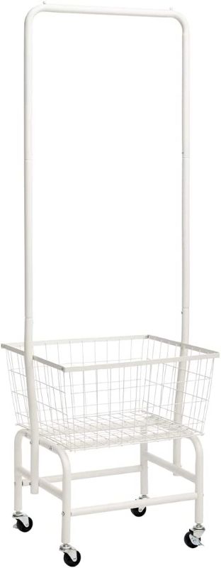 Photo 1 of ALIMORDEN Laundry Cart with Clothes Rack, Rolling Laundry Butler with Wire Storage Rack?