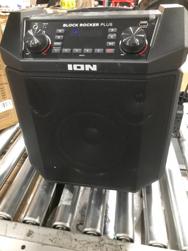 Photo 3 of ION Audio Block Rocker Plus - Portable Bluetooth Speaker 100W W/Battery, Karaoke Microphone, AM FM Radio, Wheels & Telescopic Handle and USB Charging, Black
