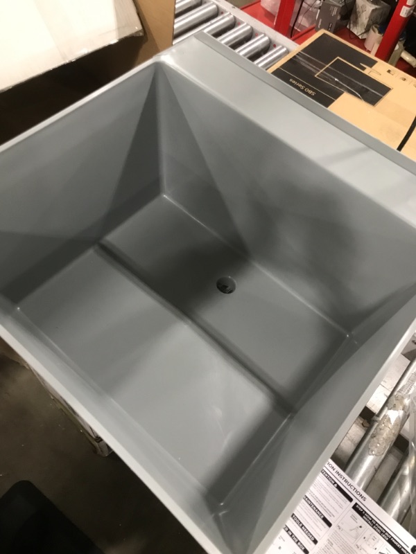 Photo 1 of 19 Gallon Utility Sink Laundry Tub by JS Jackson Supplies with Adjustable Metal Legs, Ideal for Laundry room, Basement, or Garage Workshop. Heavy Duty Shop Sink. No Faucet Included (Grey) Gray