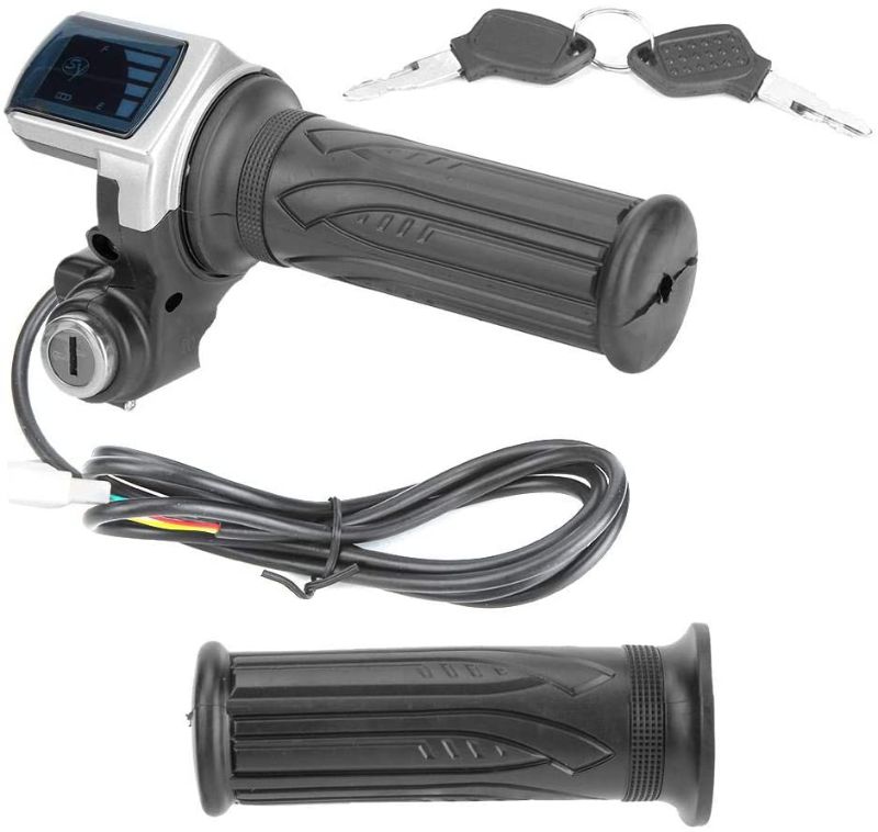 Photo 1 of Akozon Electric Throttle Grip 36V Half-Twist Throttle with LED Power Indicator Key Lock for Electric Bikes Scooters Motorcycle