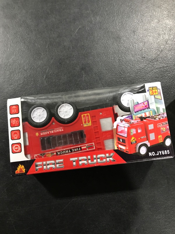 Photo 2 of Electric Fire Truck Kids Toy - with Bright Flashing 4D Lights & Real Siren Sounds | Bump and Go Firetruck for Boys | Automatic Steering on Contact | Fire Engine Toy Trucks for Imaginative Play