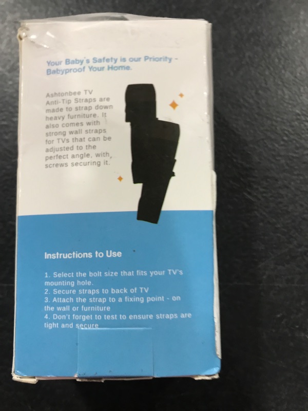 Photo 1 of Baby Proof Furniture Safety Straps, Adjustable Wall Anchors and Earthquake Straps for Bookshelf and TV Stand, Baby Safety Products by Ashtonbee, Pack of 2