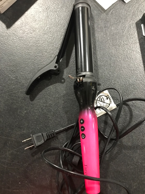 Photo 2 of FARERY 1.25 Inch Curling Iron for Long Hair, Tourmaline Ceramic Clipped Long Barrel 1-1/4 Inch Curling Wand for Long Lasting Curl, Instant Heat & Dual Voltage to Travel, Temp 248? to 430?, Pink