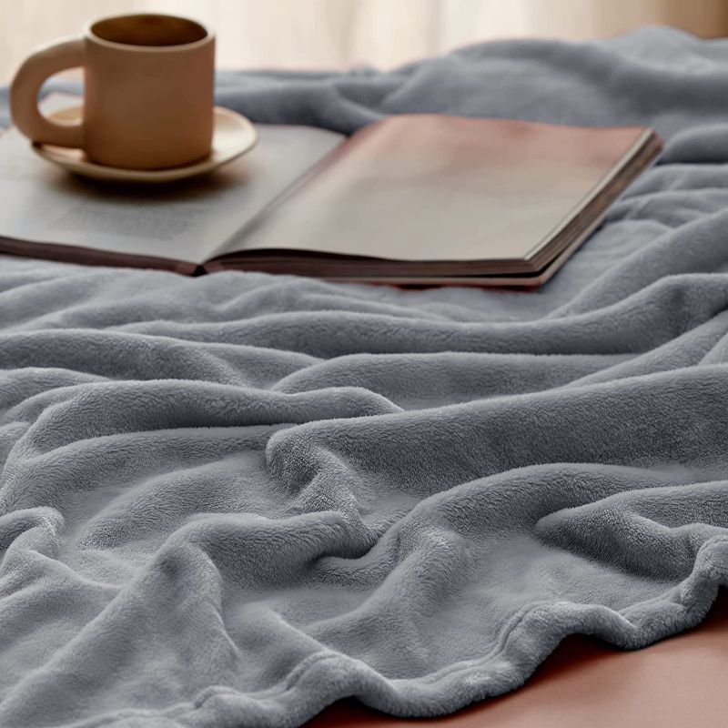 Photo 1 of  home flannel blanket soil dark gray throw