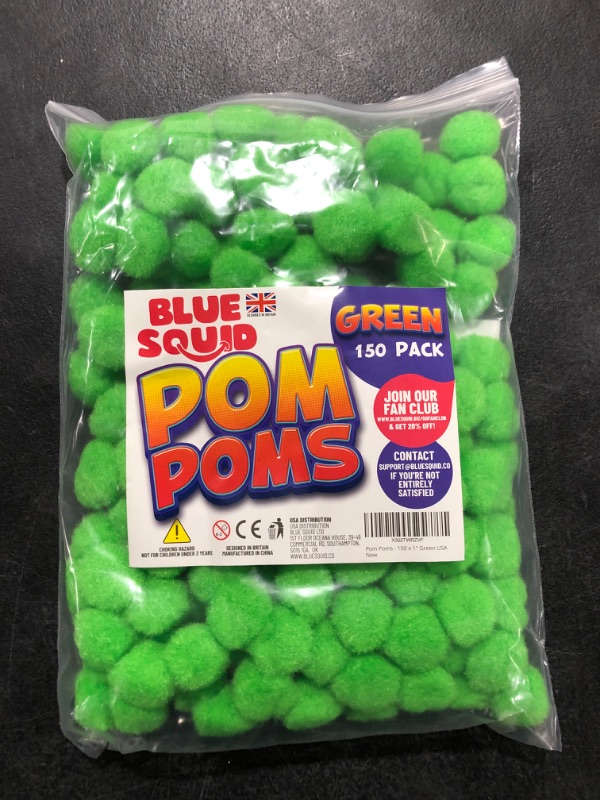 Photo 2 of 1 Inch Green Pom Poms,