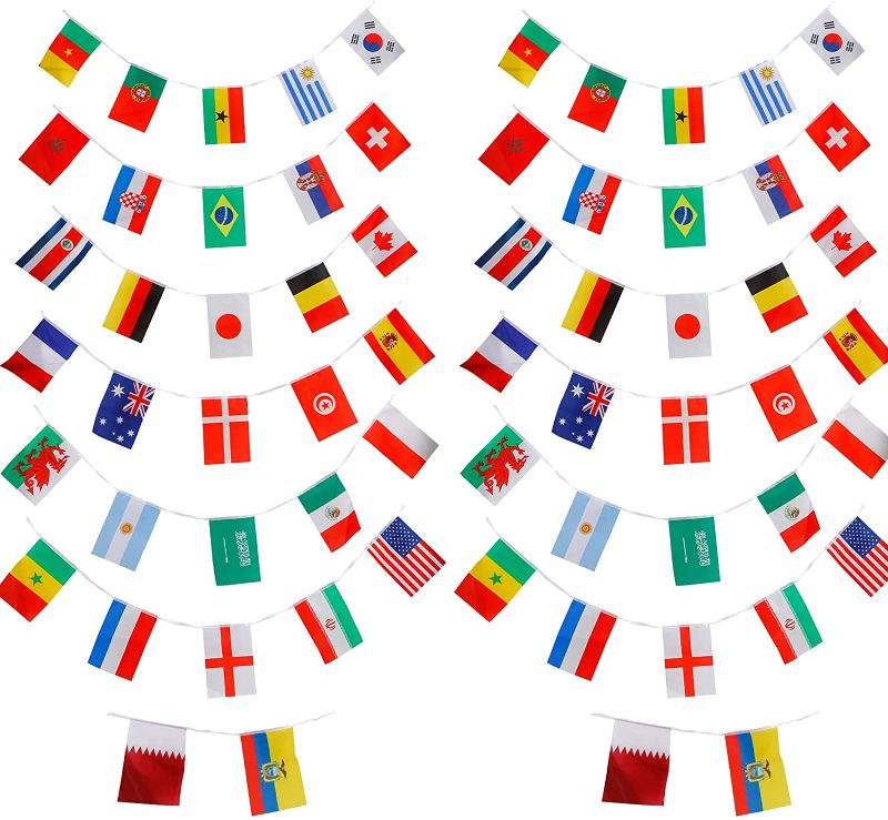 Photo 1 of 2 Pcs World Cup String Flag Bunting 5.51"x 8.26" 32 