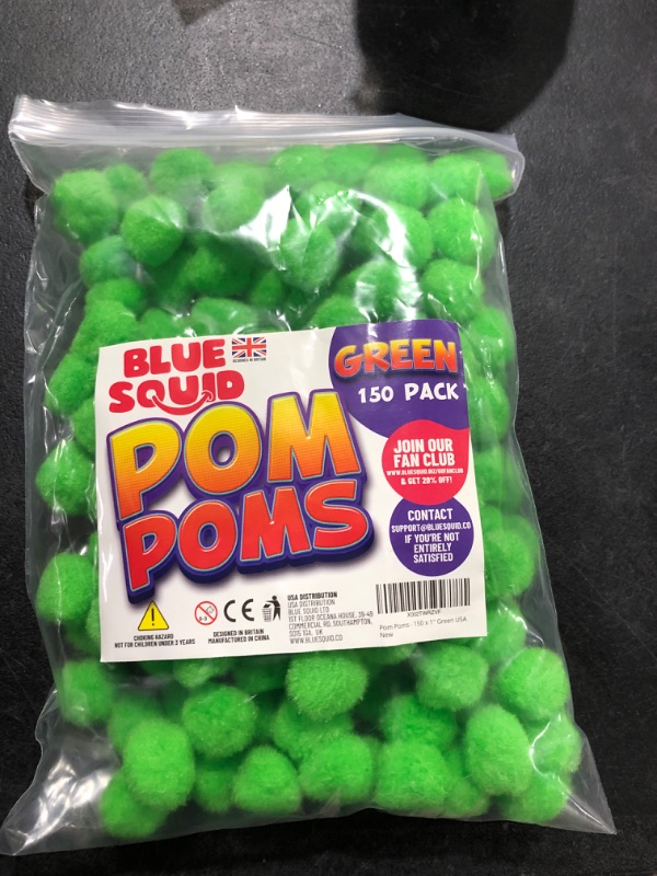 Photo 2 of 1 Inch Green Pom Poms, 