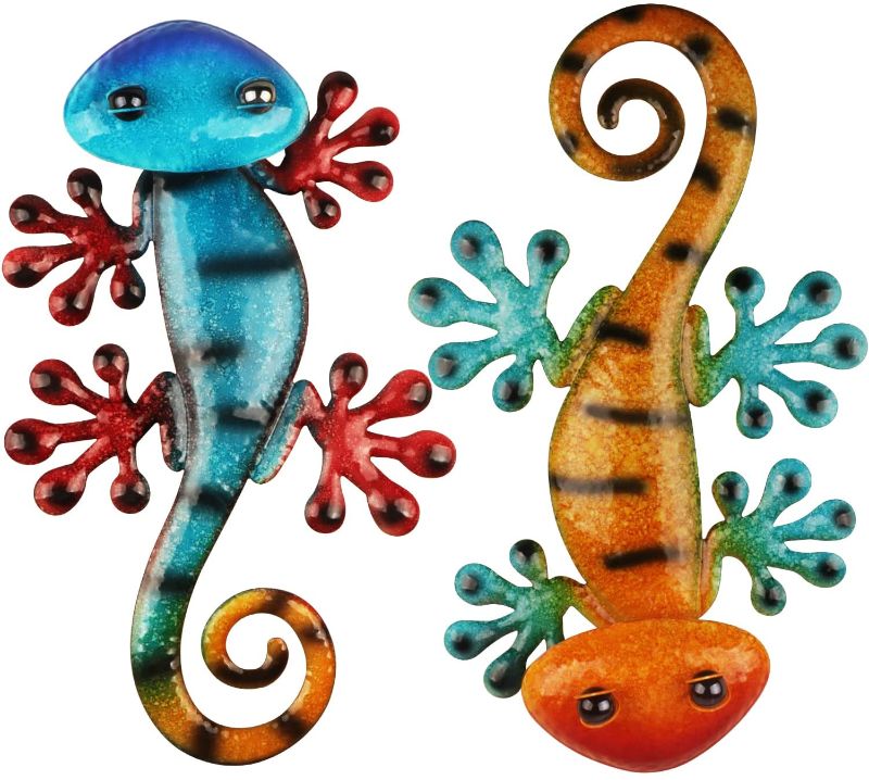 Photo 1 of 2 PCS Metal Gecko Decoration 