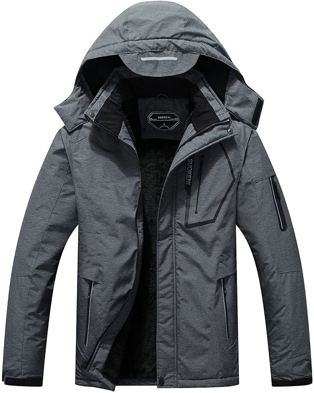 Photo 1 of Men's Waterproof Ski Jacket Warm Winter Snow Coat Hooded Raincoat 