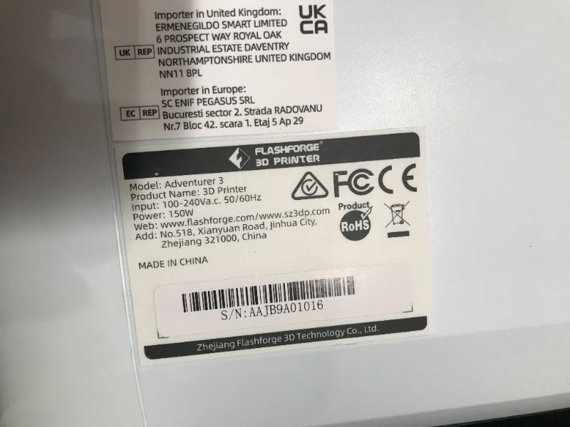 Photo 1 of FLASHFORGE Adventurer 3 3D Printer Leveling-Free with Quick Removable Nozzle and Heating Bed, Built-in HD Camera, Wi-Fi Cloud Printing