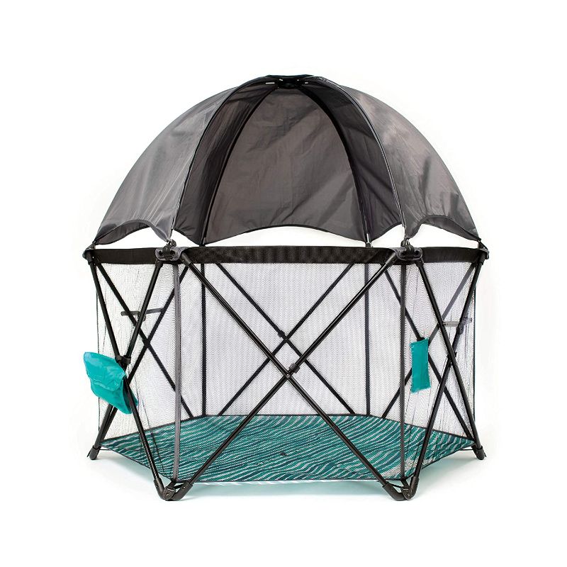 Photo 1 of Baby Delight Go With Me Eclipse Mesh Portable Playard | Playpen | Sun Canopy | Indoor and Outdoor | Watercolor Stripe Base
