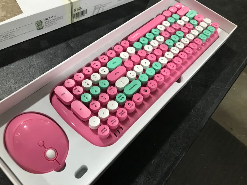 Photo 1 of Mofii Candy XR 2.4G Wireless Keyboard&Mouse Combo 100 Key Round Keycaps Mixed Color Mini Girls Keyboard for Laptop/PC Pink