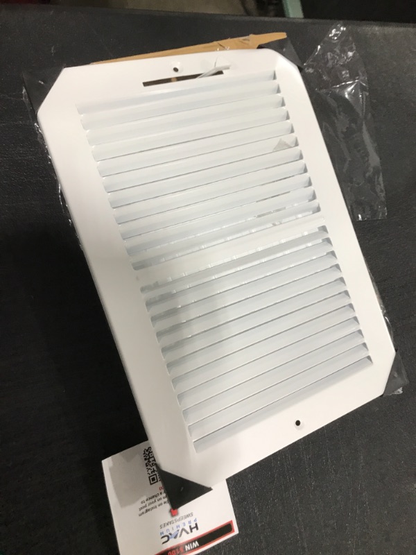 Photo 1 of 12"w X 8"h 2-Way-Vertical AIR Supply Grille - Vent Cover & Diffuser - Flat Stamped Face - White [Outer Dimensions: 13.75"w X 9.75"h] 12 x 8 - 2 Way White