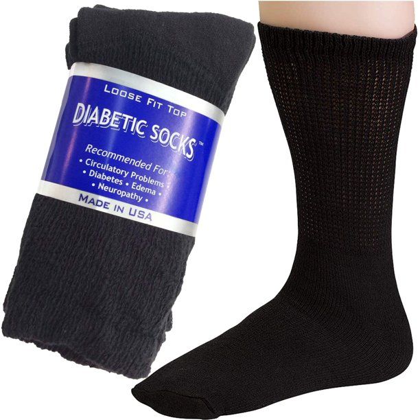 Photo 1 of 6 PAIRS BLACK DIABETIC SOCKS SIZE 13-15