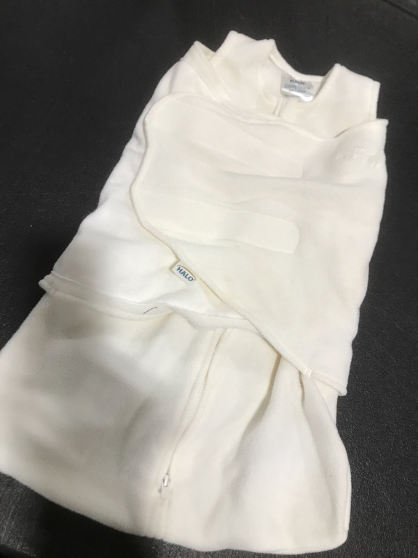 Photo 1 of HALO Micro-Fleece Sleepsack Swaddle, 3-Way Adjustable Wearable Blanket, TOG 3.0, Cream, Newborn, 0-3 Months

