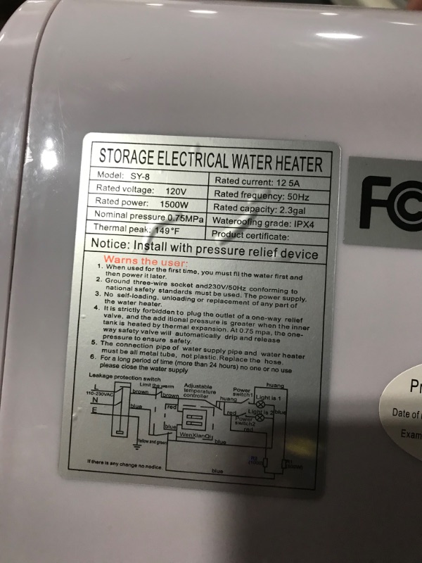 Photo 8 of 110V-120V 1.5Kw Electric Tank Hot 2.5 Gallon Water Heater Storage?Small Under Sink Counter RV TR Endless Trailer Kitchen Compact Point-of-Use,1 PCs 16” Long 1/2”FIP Stainless Steel Water Hoses 9.5L--MINOR DAMAGE TO HOSE AND SOME SCUFF MARKS, UNKNOWN MISSI