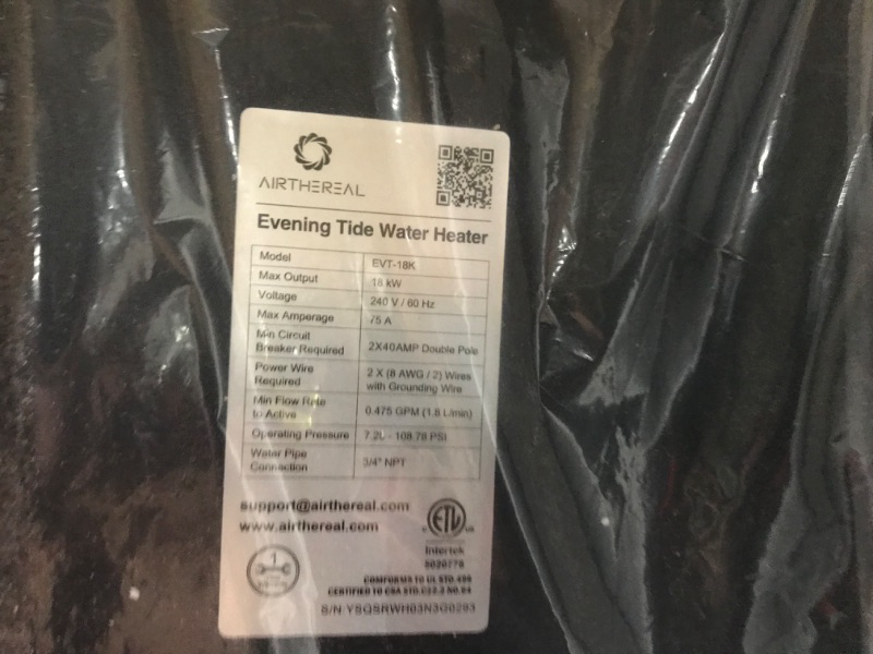 Photo 4 of Airthereal Electric Tankless Water Heater 18kW, 240Volts - Endless On-Demand Hot Water - Self Modulates to Save Energy Use - Small Enough to Install Anywhere - for 2 Showers, Evening Tide series---UNABLE TO TEST 