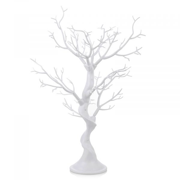 Photo 1 of 23 Inch Tall Artificial Tree White Tree Centerpiece Removable Simulation Resin Table Fake Tree for Wedding Birthday Event Party Desktop Display Decoration (White)