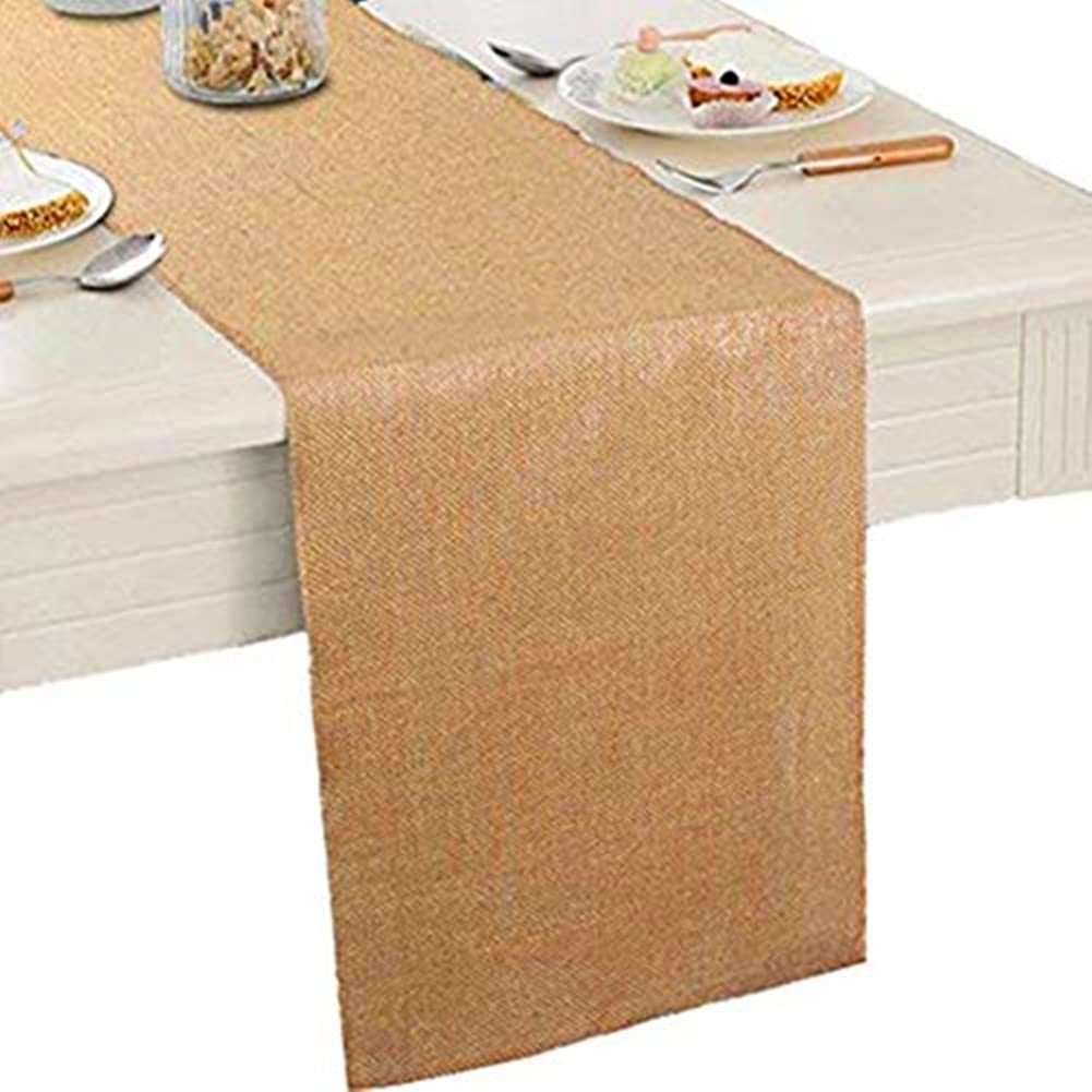 Photo 1 of 100% Natural Jute Burlap Table Runner 12" X108''- Rustic Wedding Party Decoration Table Runner Decoration - Dining Table Runner Roll - Kitchen Table Runner - Baby Shower Reception Jute Table Runner 