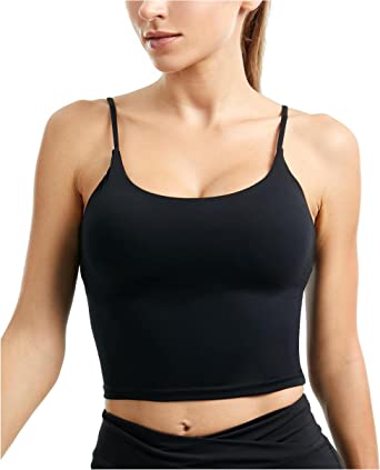 Photo 1 of AB-Eleven Sports Bras for Women-V Neck Workout Tops for Women-Align Adjustable Tank Removable Padded Yoga Longline Tank Top - B