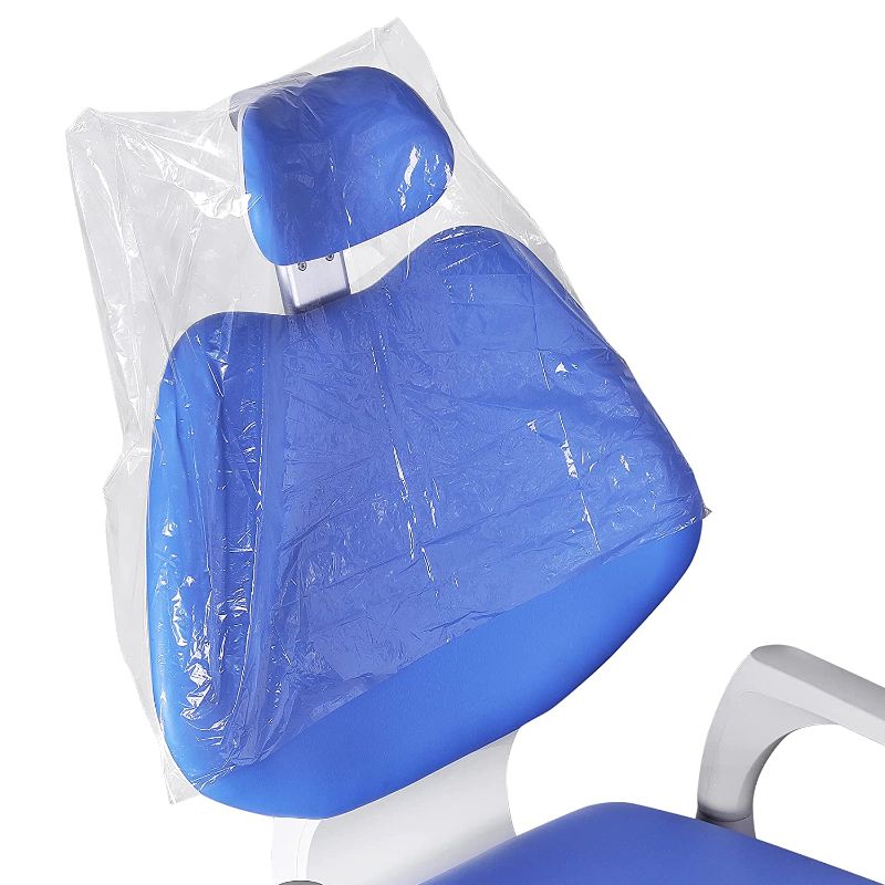 Photo 1 of 225 PCS Dental Half Chair Cover Disposable Dental Chair Headrest Cover 27.5" x 24", Waterproof Dentist Half Chair Protectors Plastic Tattoo Chair Sleeve Cover for Back, Headrest - Clear 