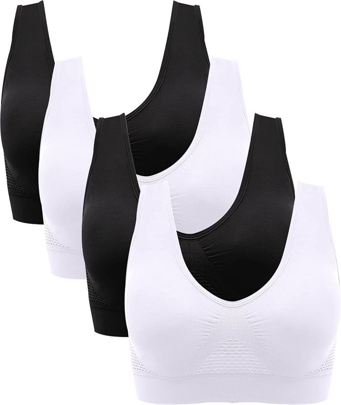 Photo 1 of ANGEL CITIZ 4 or 3 Pack Bras for Women Wireless Support Seamless Daily Tank Tops Mesh Bras with Removable Pads 