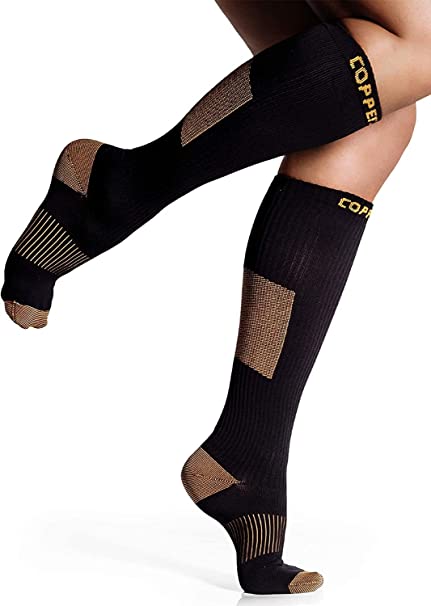 Photo 1 of CopperJoint Copper Compression Socks for Women & Men - Diabetic Socks, Improves Circulation, Reduces Swelling & Pain - For Nurses, Running, & Everyday Use - Copper Infused Nylon (Small)
