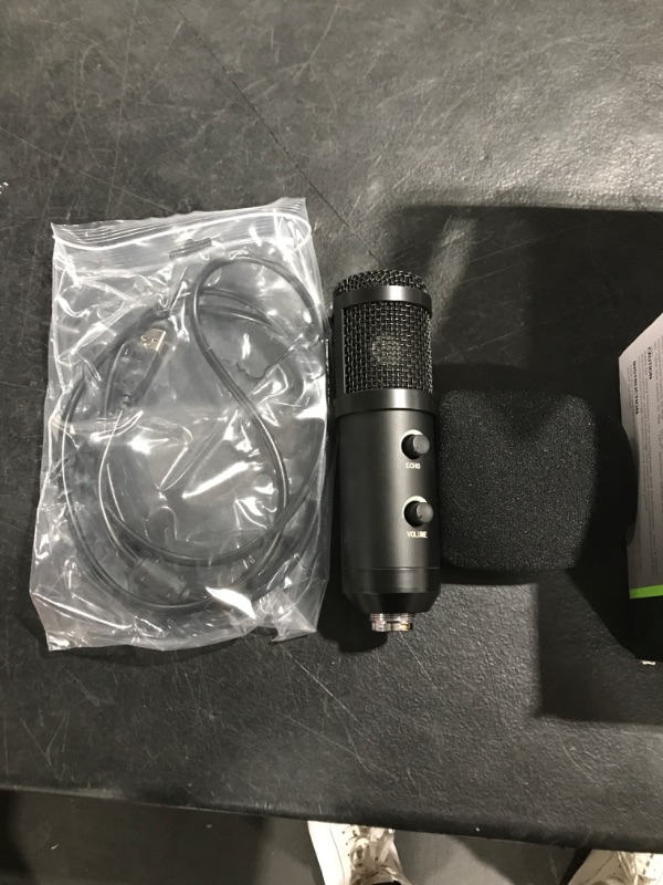 Photo 1 of Depusheng USB Mic for Recording Remote Work, Online Class,Game,and Streaming on PC and Mac, Headphone Output and Volume Control, Metal Condenser Computer Recording Microphone,Plug and Play,Black
