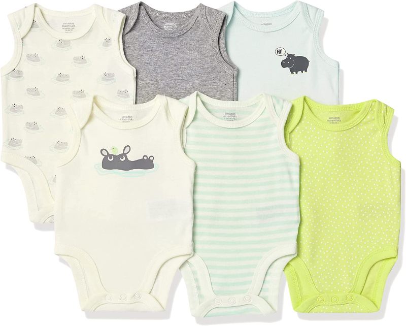 Photo 1 of Amazon Essentials Unisex Babies' Sleeveless Bodysuits, Pack of 6
