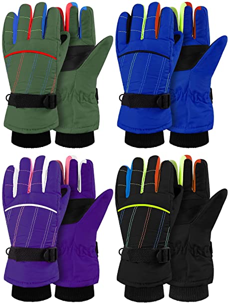 Photo 1 of 4 Pairs Kids Cycling Gloves, Mountain Bicycle Gloves Warm Child Sport Ski Gloves Toddler Fishing Gloves for Outdoor Sport Climbing Riding Football
